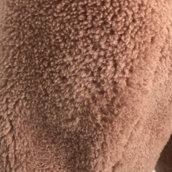 MOTHER Sherpa Fleece Rider Jacket in Tough Girl. Moto. Blush. Size Small - Picture 14 of 16